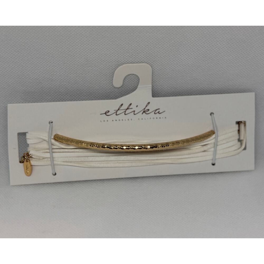 NEW ETTIKA ANTHROPOLOGY White & Gold Tone Mixed Media Choker Necklace